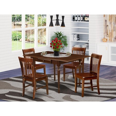 East West Furniture 5 Piece Monza Kitchen Table Set - Mahogany MZNO5-MAH-W